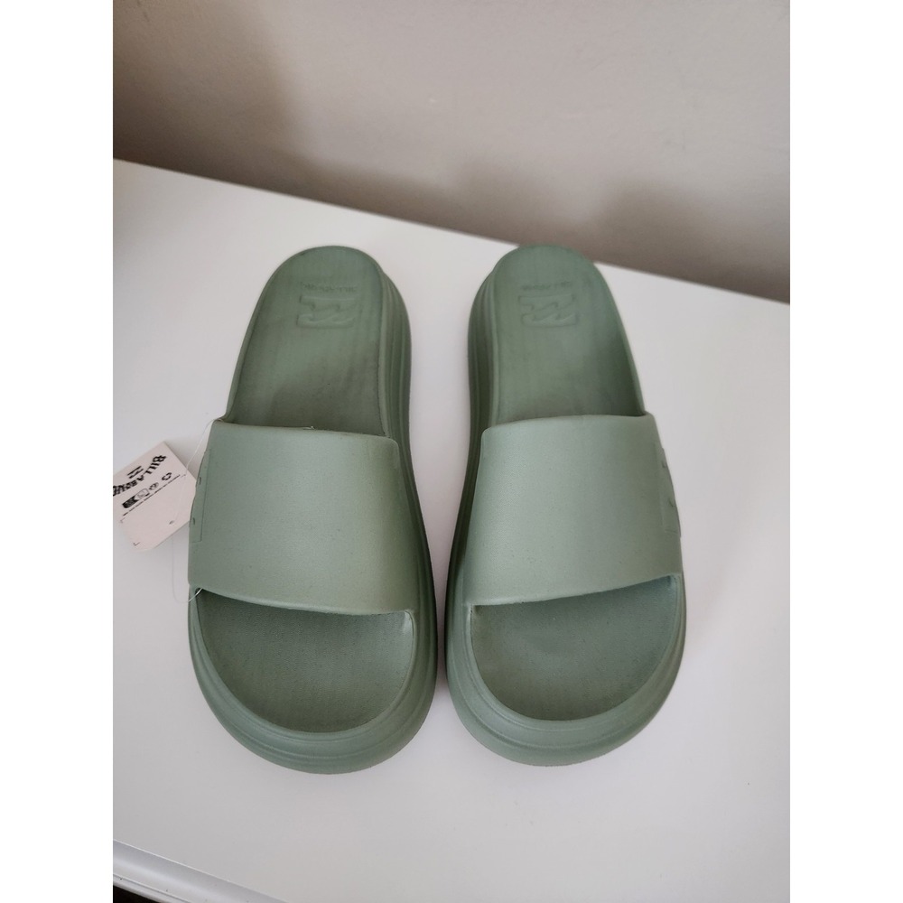 Billabong Women Green Platform Cushion Slides Sandal Comfort Shoe Size 10